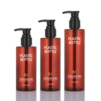 Ronde Amber Shampoo Bottle Pump Sprayer 150ml 200ml 250ml voor Douchegel