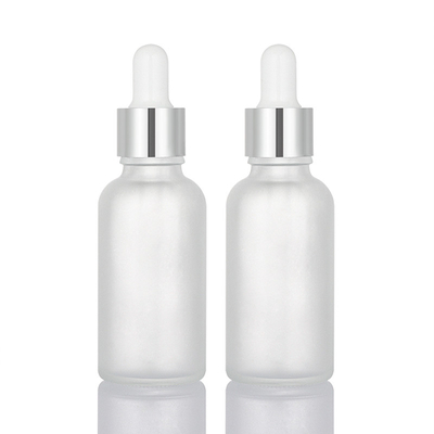Matte White Glass Essential Oil-Druppelbuisjeflessen 30ml met Zilveren GLB