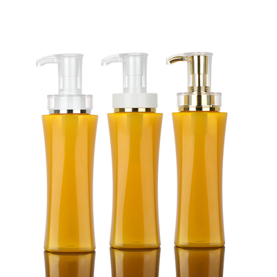 Plastic Amber Soap Foam Pump Yellow-Shampoofles met Verschillende Pomp Drie