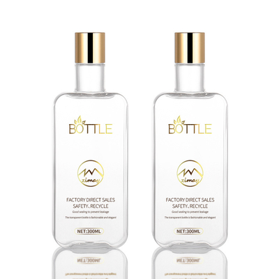 300ml schijfglb Fles Transparante PETG Materiële Recycable met Gouden Deksel