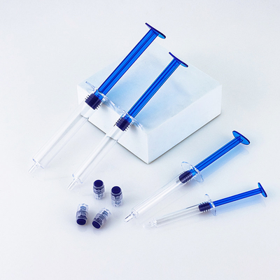 Blauwe lege oogcrème cosmetische verpakking buis spuit huidverzorging injectie buis stijl