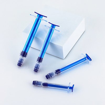 Blauwe lege oogcrème cosmetische verpakking buis spuit huidverzorging injectie buis stijl