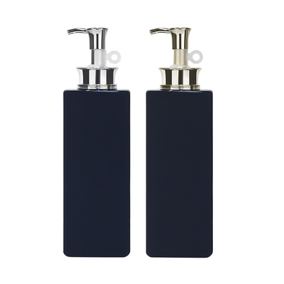 Zwarte 580 ml PETG plastic vierkante lichaamswasflessen met lotionpomp