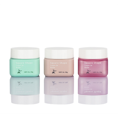 Vierkante Amber Crème Verpakking Pot Persoonlijke Verzorging Container 50g