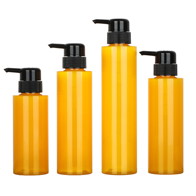 Aangepaste HUISDIER Ronde Lotion Pomp Shampoo Fles Cilinder Gele kleur