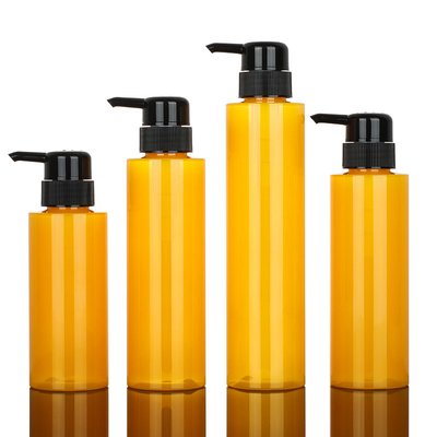 Aangepaste HUISDIER Ronde Lotion Pomp Shampoo Fles Cilinder Gele kleur