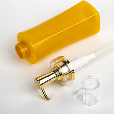 Plastic Amber Soap Foam Pump Yellow-Shampoofles met Verschillende Pomp Drie
