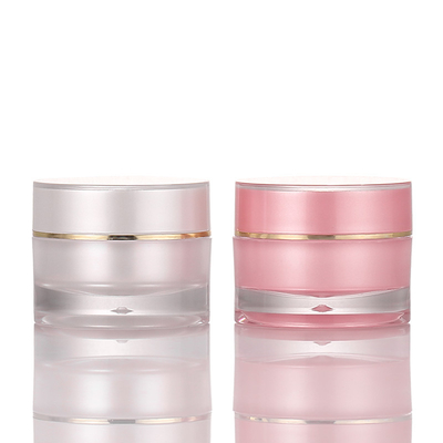 De roze Boter Verpakkende de Roomkruik Skincare van het Luxelichaam schrobt met Schroefdeksel Gouden Rim Cosmetic Container