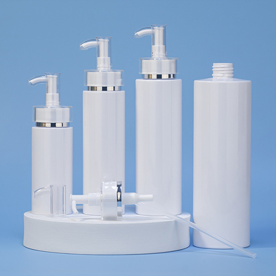 Hdpe van het de Douchegel van het luxe250ml 500ml Witte Ronde Lege Veredelingsmiddel Plastic Verpakkende Gouden Shampoofles