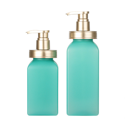 Van de de Zeepsalon van de luxe500ml 750ml Matte Light Green Square Body Was Verpakkende de Shampoofles Zonder lucht met Gouden Pomp