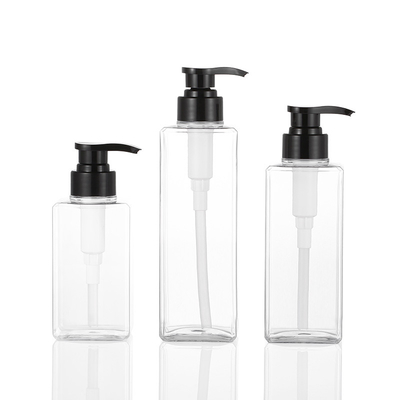 Gerecycleerde Vierkante Duidelijke Plastic Lotionflessen met 44mm Pomp 550ml