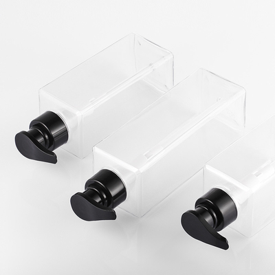 Gerecycleerde Vierkante Duidelijke Plastic Lotionflessen met 44mm Pomp 550ml